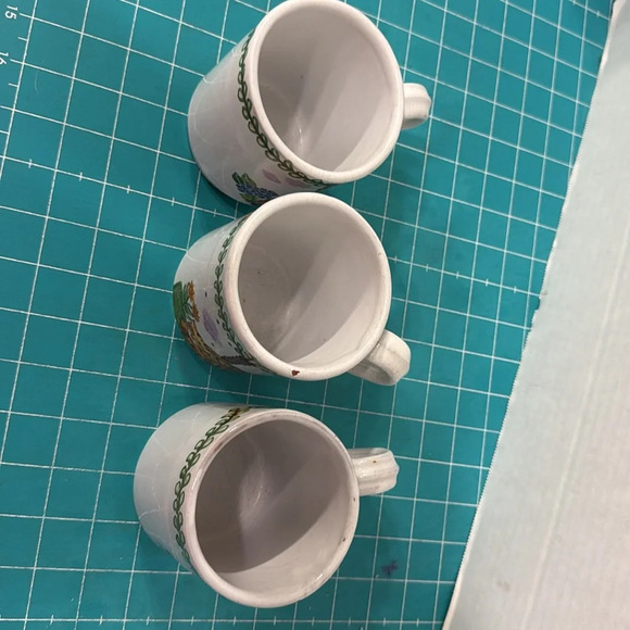 Vintage MM Portugal Hand-Painted Folk Art Kitty Cat/Tiger 3 Cup Set - Picture 7 of 9